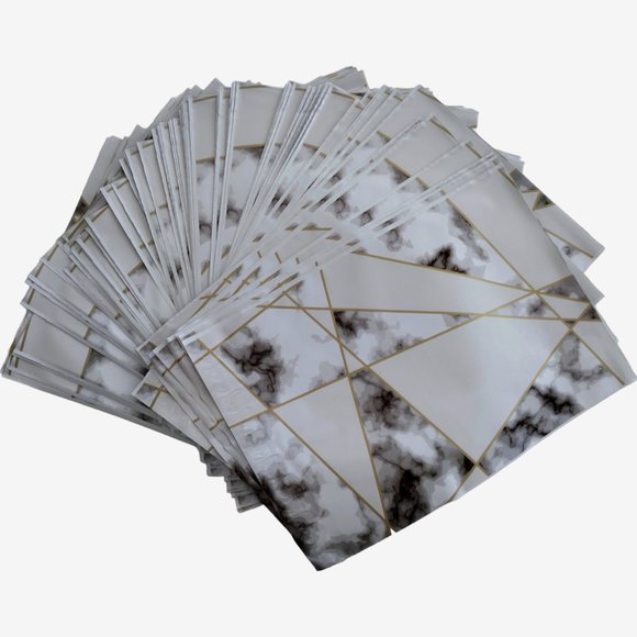 100 Count White Marble 10 x 13 Self Seal Printed Poly Mailers - Picture 2 of 5